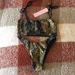 BRAND NEW Toxic Angelz Green Snake Print Bikini